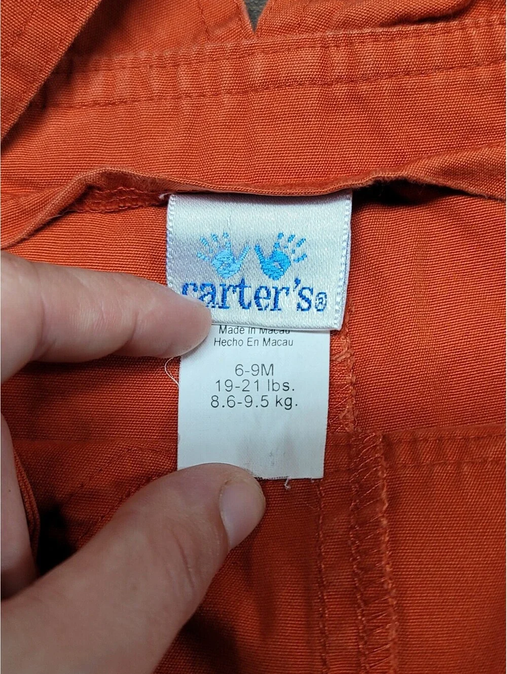 Carter's Orange Baby Overalls Shorts 6-9 Months